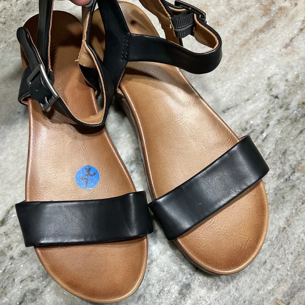 Rock & Candy Sandals Womens 7.5 Cashee Platform Wedge Black Ankle Strap Boho